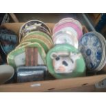 A Box of collectables includes Victorian decorative plates and other items