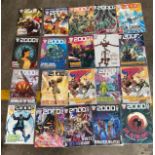 A large collection of 2000AD comics in protective sleeves