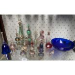 A Selection of Decorative perfume bottles along with Bristol cobalt blue bowl