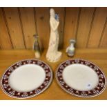 A Selection of collectable porcelain; Two printed Christopher Dresser design dinner plates,