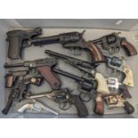 A Collection of mixed vintage childrens cap guns; Italian- Precise 880, Lone Star, Cheyenne,
