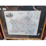 An old map of Roxburgh framed and detailing Abbotsford House