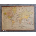 Antique W & A.K Johnston's Map Of The World on Mercator's Projection. [98x135cm]