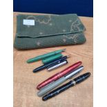 A Lot of 5 various vintage fountain pen's, Conway Stewart 64, Platignum De Luxe, Osmiroid 65,