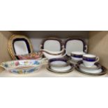 A Shelf of collectables includes J&G Grosvenor tea wares and Maling lustre dish