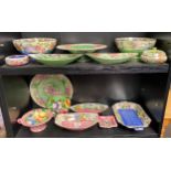 2 Shelves of maling lustre ware