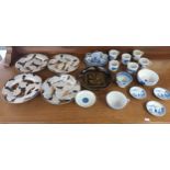 A Collection of Chinese and Japanese porcelain; Jiaqing 1796-1820- blue and white tea cup lid,