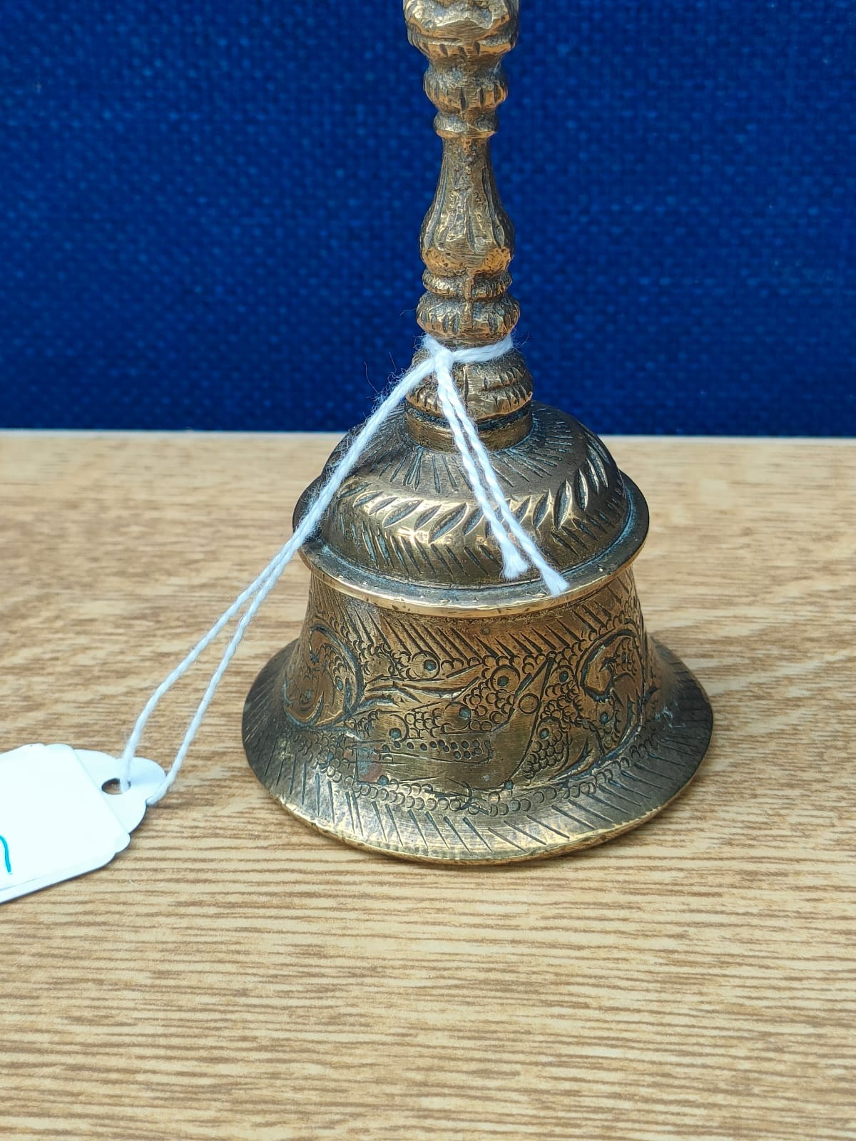 Tibetan ornate brass bell. [13cm high] - Image 2 of 2