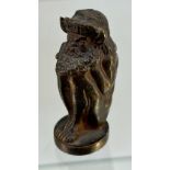 Solid Bronze Art Nouveau Mythical nude elf figure letter seal. [6cm high]