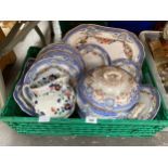 A Crate of Copeland by Garett dinner ware along with Spode jug