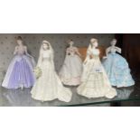 4 Coalport figures to include 'The queen' figure, Queen Mary and Midnight Masquerade