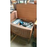 A Mid century teak turntable cabinet with Fidelity turntable