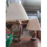 A Large Famille Rose Chinese Table lamp along with small Famille rose table lamp