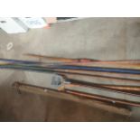 A Selection of interesting items includes flag pole, milbro fishing rod, walking sticks and other