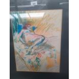 A Pastel of a lady set in framing