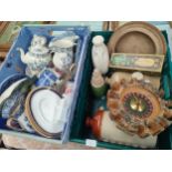 2 crates of tea ware and collectables includes Adams tea ware, Victorian blue and white castle scene