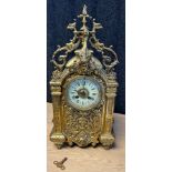 Antique gilt brass and ornate mantel clock, French movement by HP & Cie Paris. Bell movement.