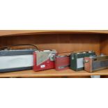 A Shelf of 5 Radios to include 3 Roberts radios and 2 others