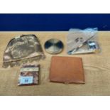 A Selection of ladies items to include Stratton compact, small evening purse and cigarette case