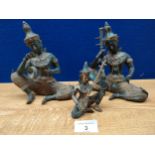 A Set of 3 Bronze Tibetan figures