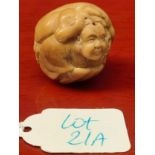 Japanese hand carved Tagua Nut Netsuke Scholar and deer study.