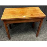 19th century Mahogany folding games table. Fold over top section with green baize area. Supported on