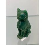 Chinese hand carved Jade Cat sculpture. [8cm high]