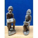 2 African Soap stone figures