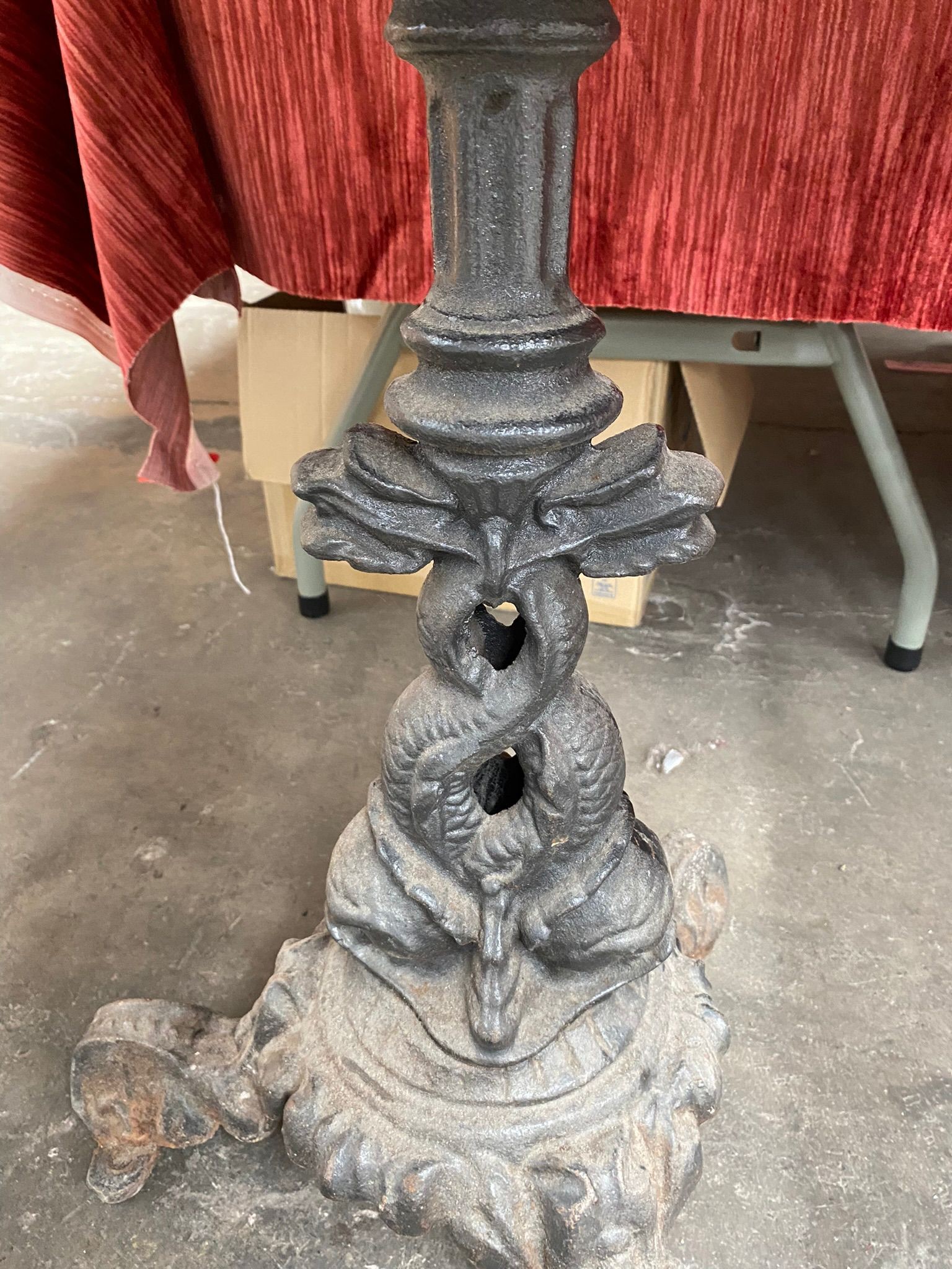 A Cast iron based Bar table with mahogany top - Image 2 of 2