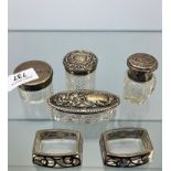 A Selection of silver lidded and cut glass/ crystal items; A Pair of Fine silver overlaid glass