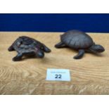 A Lot of 2 Bronze turtle eastern trinkets