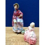 2 Early Royal Doulton figures Dolly Vardon [HN1514] along with Rose [HN1368]