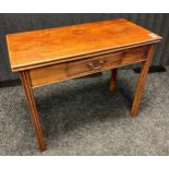 19th century Mahogany folding games table/ console table. Fitted with a fold over top section,