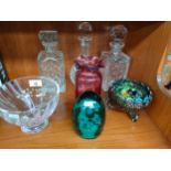 A Collection of Glass wares to include Victorian dump, Caithness glass bowl