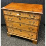 19th century mahogany chest, the top with moulded edging above four graduating drawers, raised on