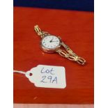 Vintage ladies 9ct yellow gold cased cocktail watch with rolled gold bracelet. [Needs serviced]