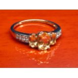 10ct yellow gold ladies ring set with gem stones. [Ring size P] [2.06grams]