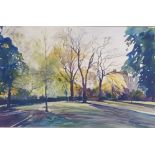 Fiona M. Stevenson Watercolour depicting 'Moray Place Garden, Edinburgh New Town ' (looking over