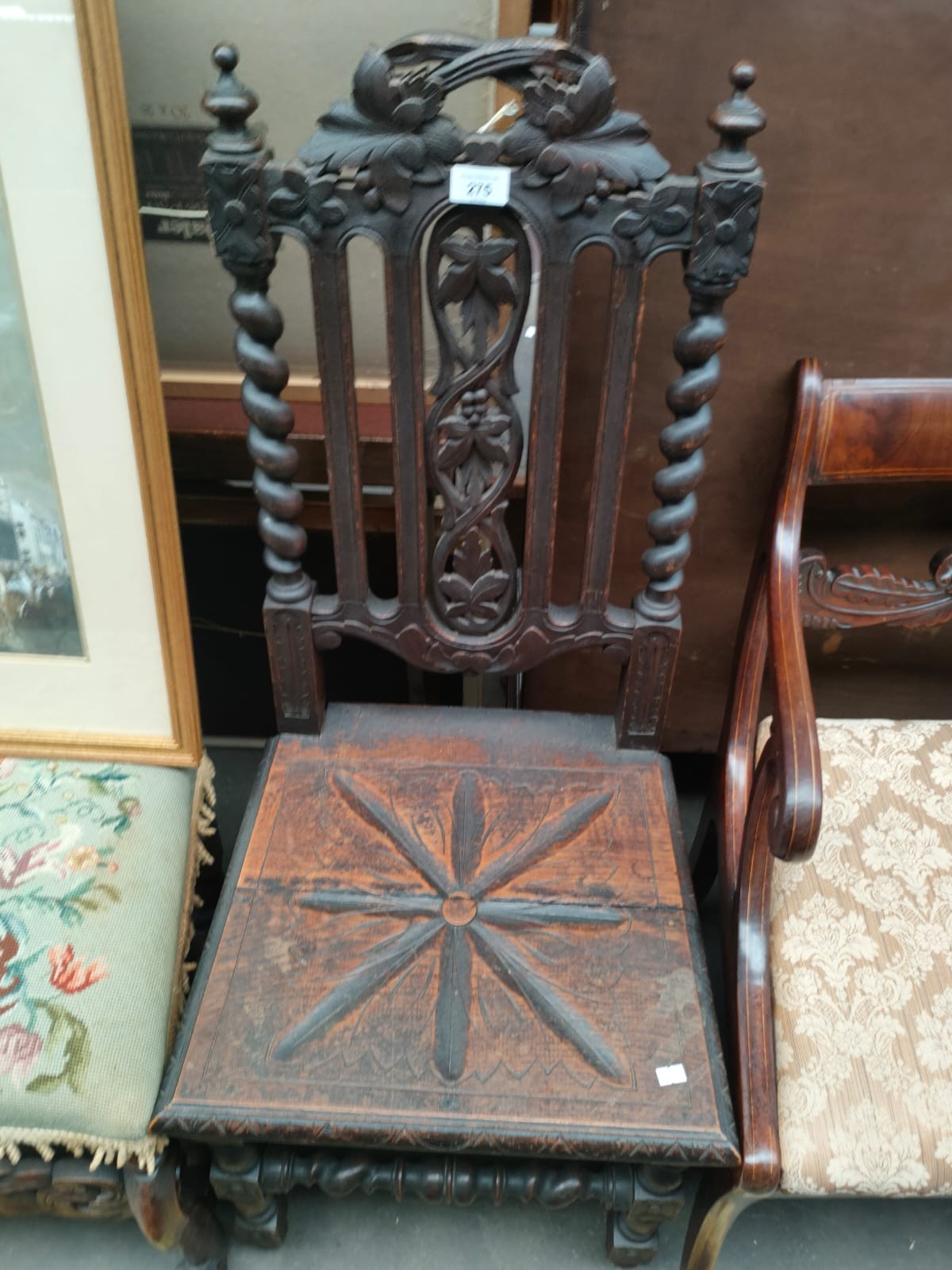 A 19th century Carved high back chair - Image 2 of 2