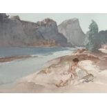 William Russell Flint Limited edition print depicting a topless women at the the river. [61x80cm]
