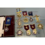 A Collection of Buffalo Lodge medals; various silver marked medals; 6 silver and enamel & Two Gilt