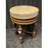 19th century rise and fall piano stool. Produced by H. Brooks & Co Limited.