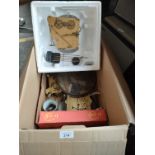 A Box of Clock parts and fixtures includes german brass parts