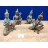 A Set of 4 Bronze Tibetan figures