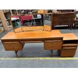 Teak mid century Beithcraft limited dressing table along with bed side cabinet