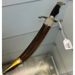 Old Spanish Curved Eagle Head Military Fighting Knife With scabbard. [34cm in length]