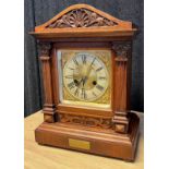 Late 19th century ornate cased mantel clock H.A.C 14 Day Strike. Made in Wurttemberg. [Pendulum