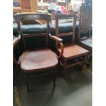 A 19th century bentwood arm chair along with other