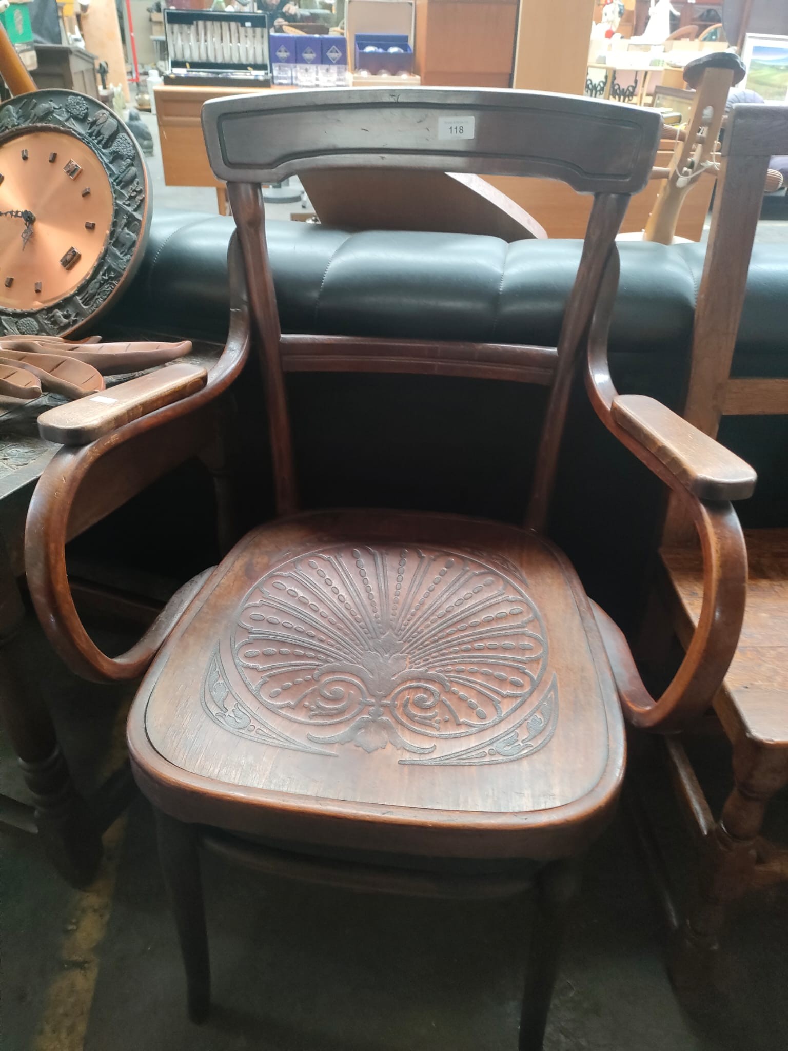 A 19th century bentwood arm chair along with other - Image 2 of 3