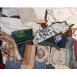 A Collection of vintage cloths ware to include silk scarves, Royal Coronation memorabilia, table